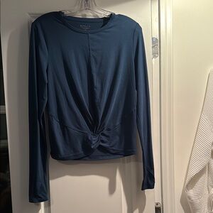Athleta Dark Blue Tie Front Long Sleeve Top